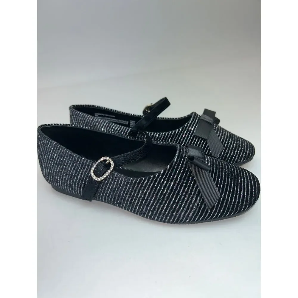 I.N.C. Girls London Black and‎ Silver Flats Size 4 M